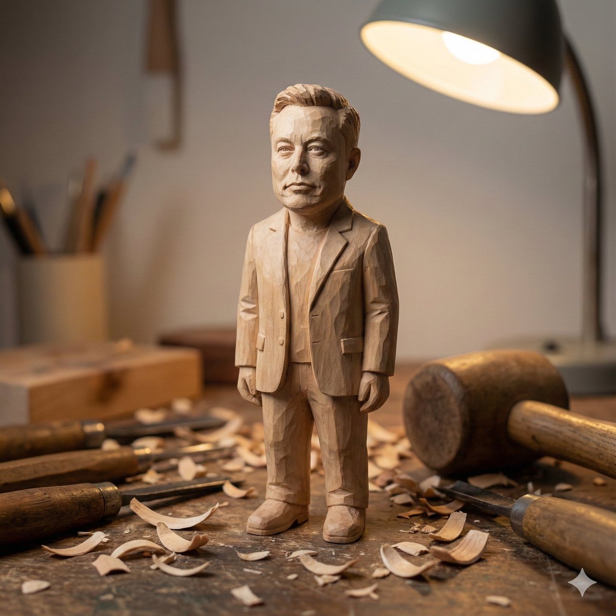 Hand-carved wooden miniature figure prompt 1