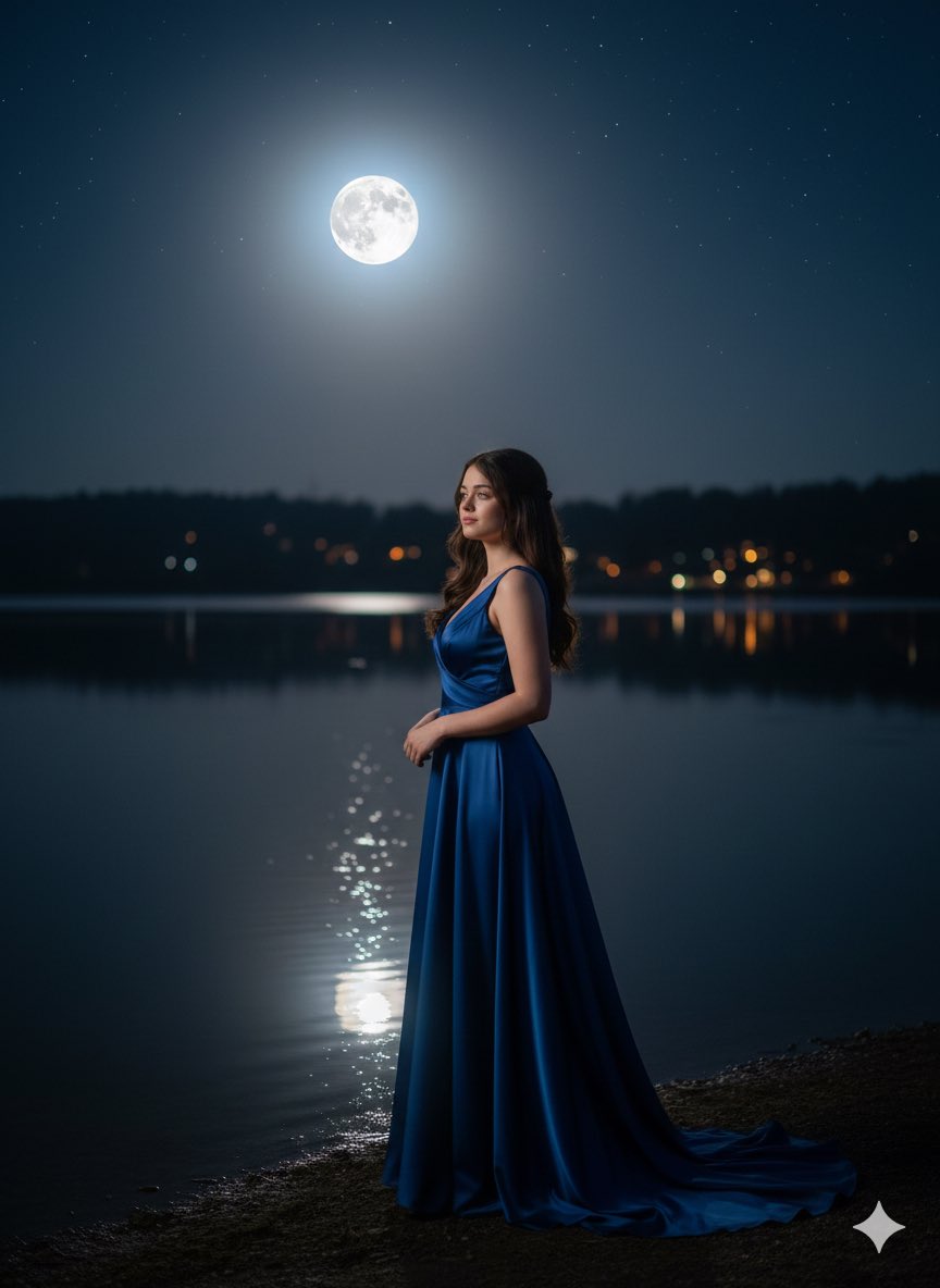 Romantic Night Portrait by a Lake 1