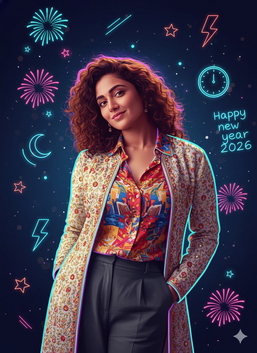 Sigma Dark Neon New Year 2026 Doodle Illustration Prompt 1
