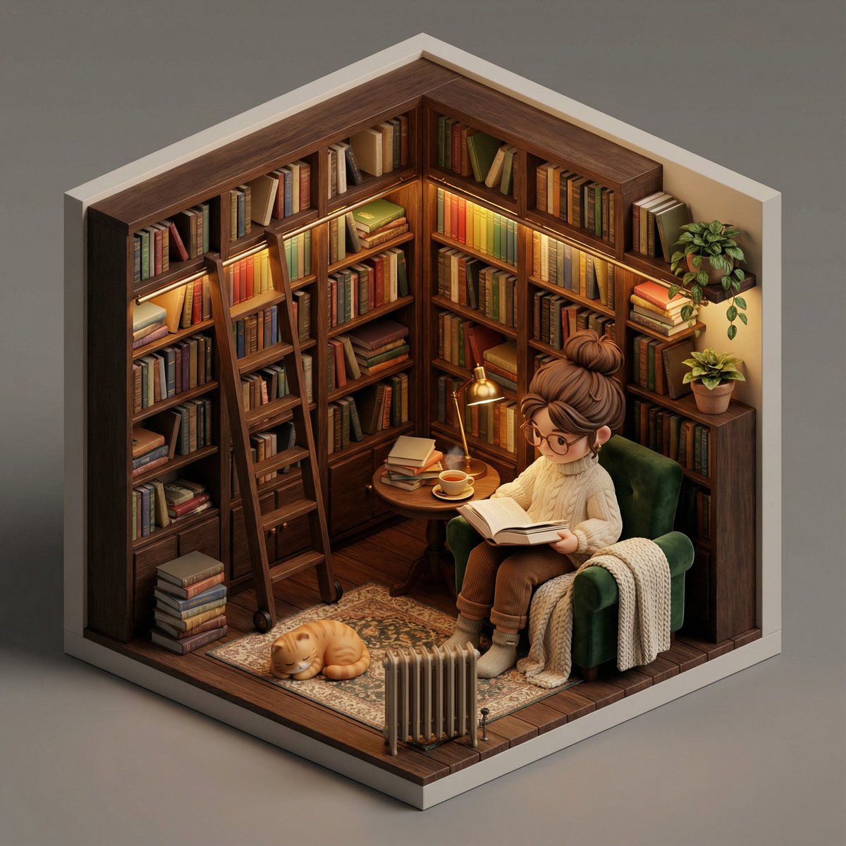 Isometric 3D Miniature Room with Chibi Character Prompt 4