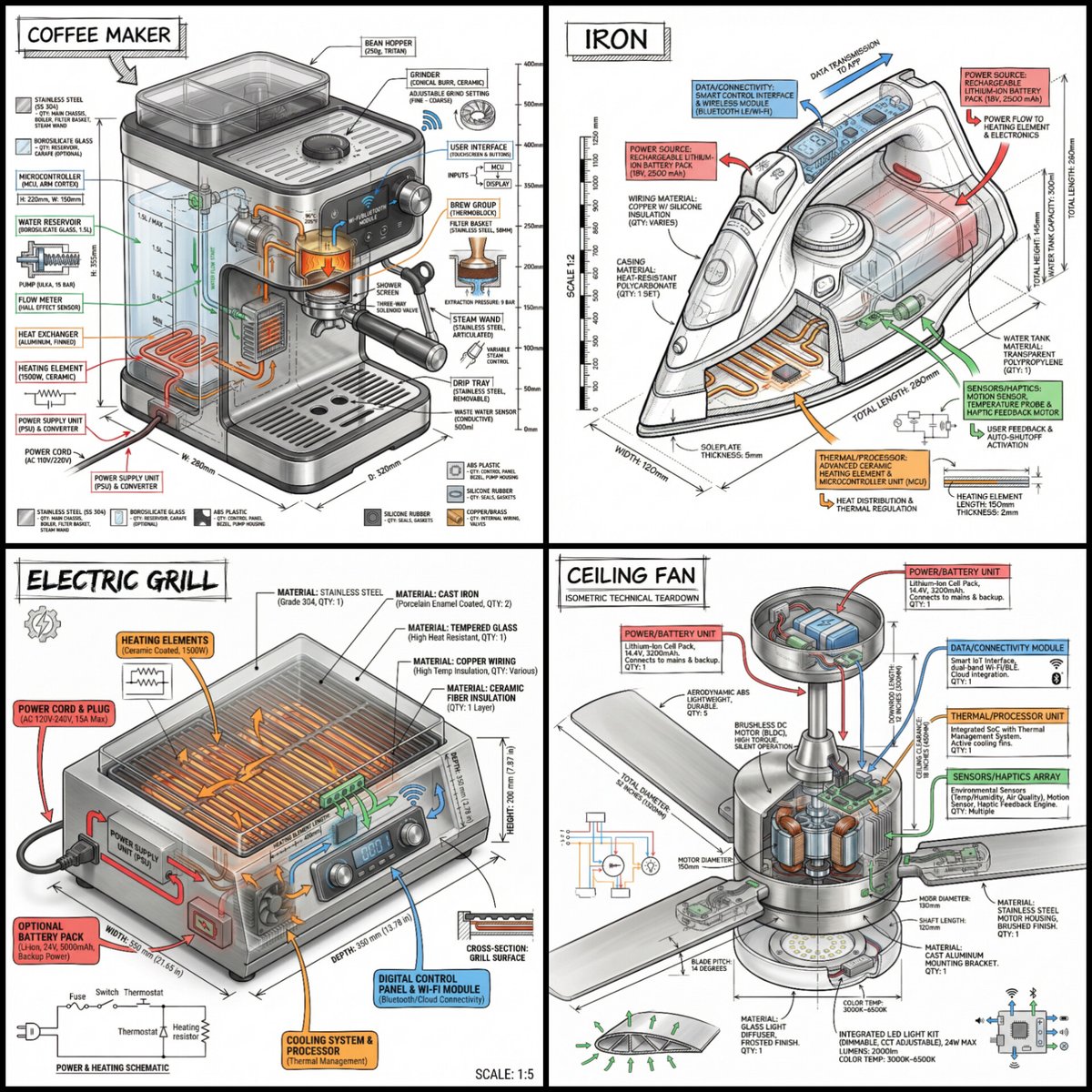 Technical Infographic of an Object with Isometric 3D View 1
