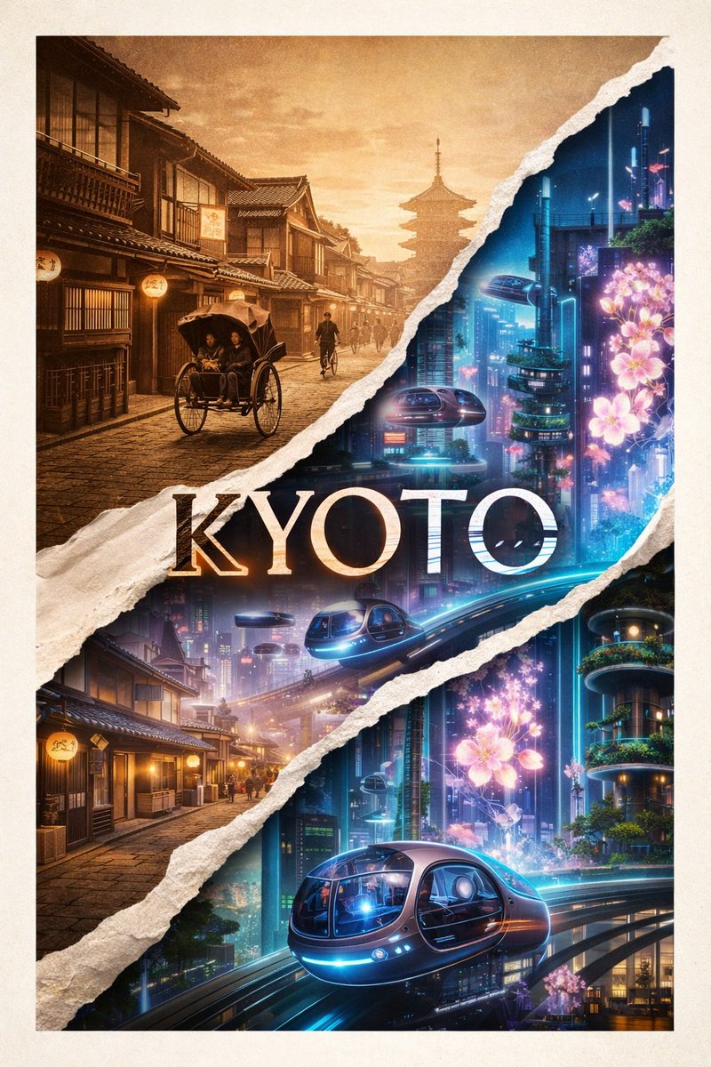 Torn Poster of Contrasting Kyoto Eras 2
