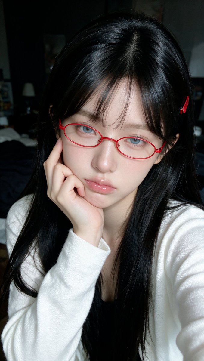 Realistic Selfie Portrait with Red Glasses 2