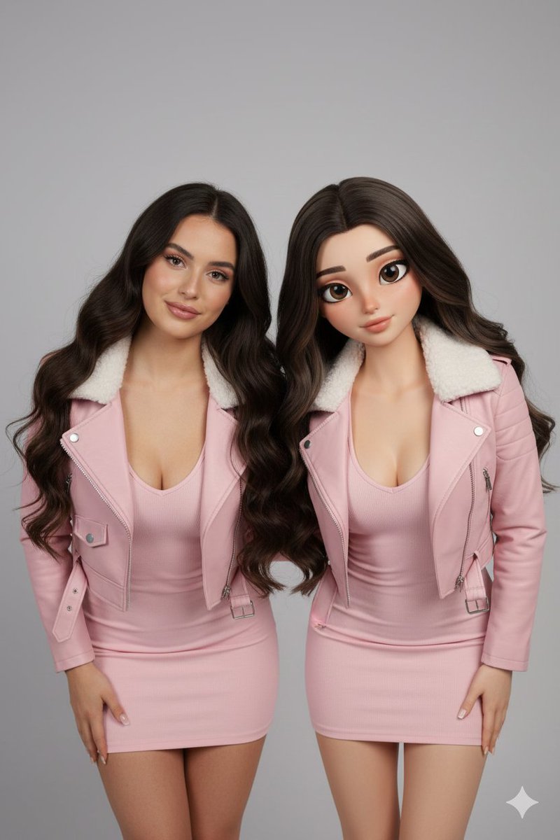 Realistic Human vs. 3D Character Side-by-Side Prompt 1