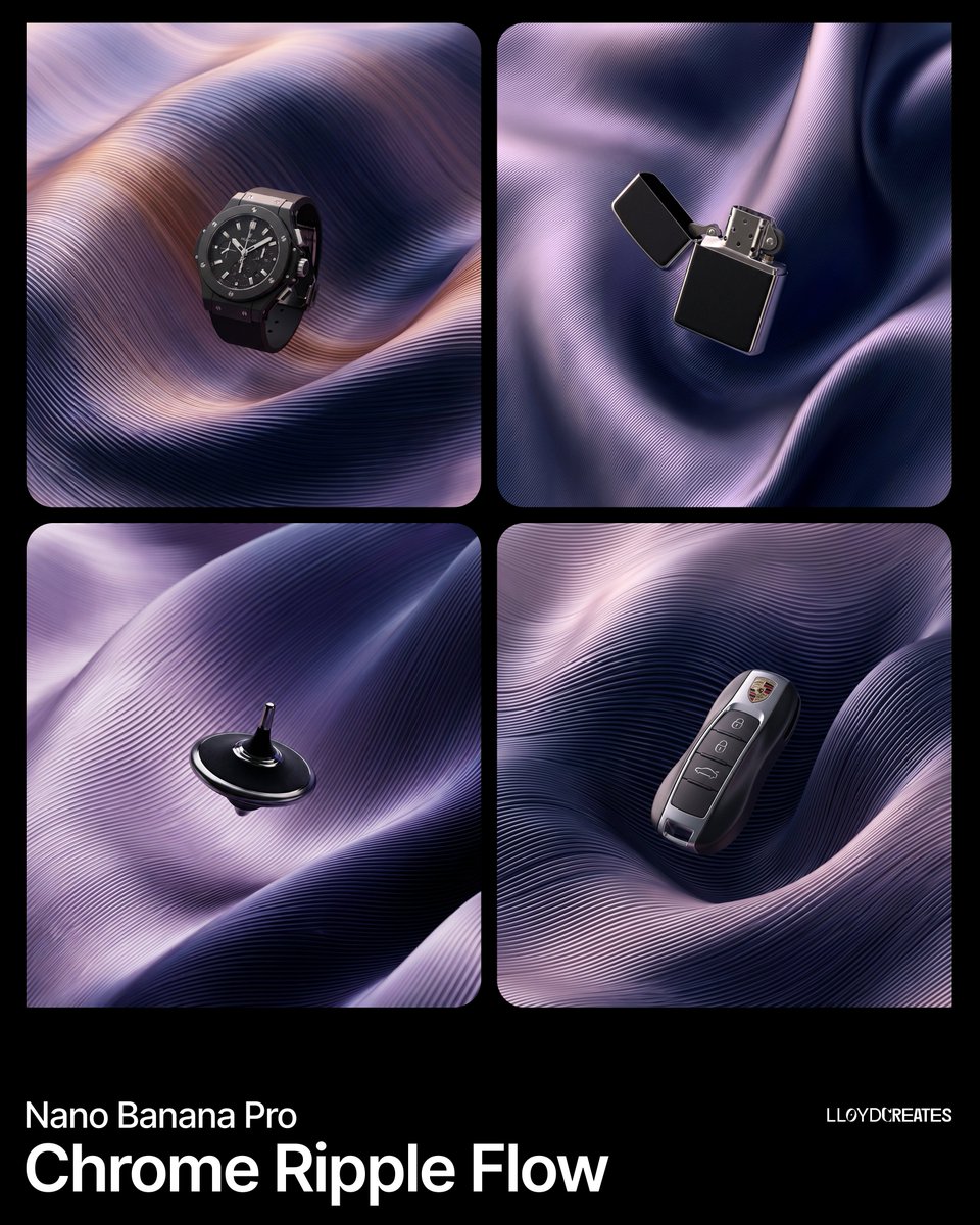 Chrome Ripple Flow Product Photography Prompt 1