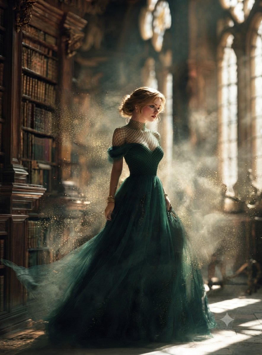 Fantasy Woman in Gothic Library 1