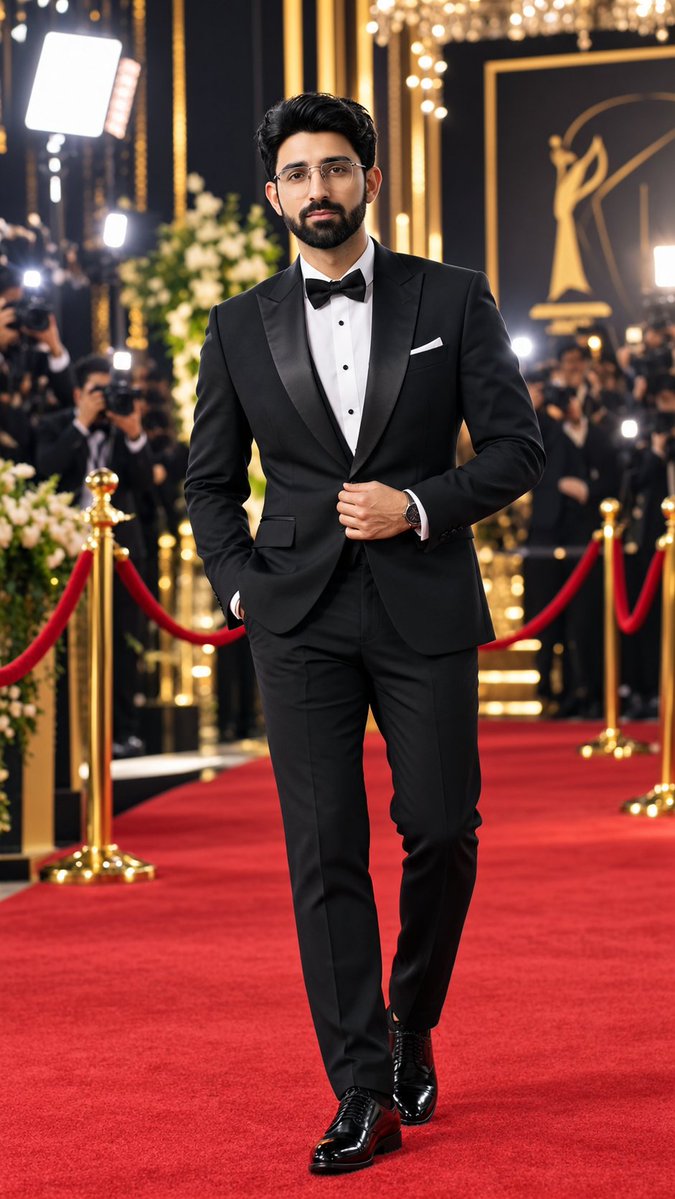 Red Carpet Tuxedo Portrait Prompt