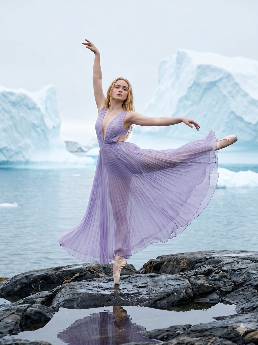 Ballerina on Arctic Icebergs 1