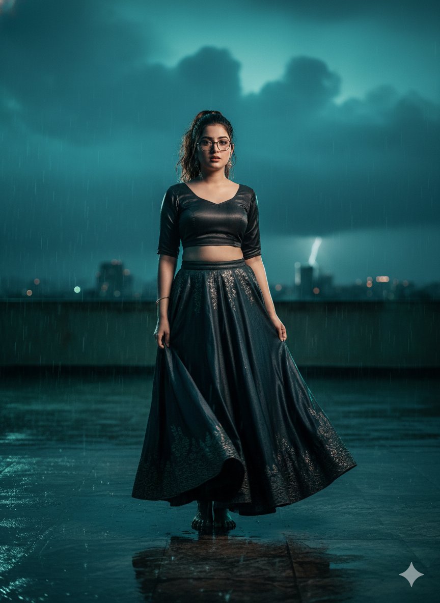 Hyper-Realistic Cinematic Bollywood Poster in Monsoon 1