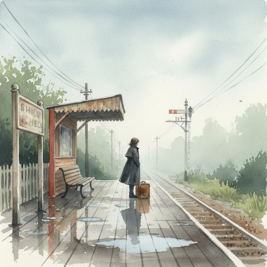 Rainy Train Station Watercolor 2
