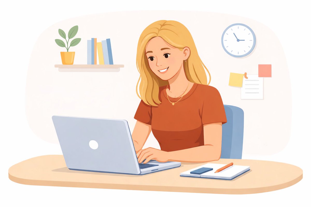 Flat vector illustration of a woman working 1
