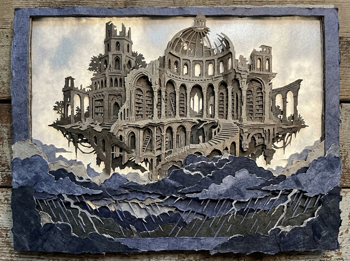 Intricate Paper Cut Silhouette of a Library 3