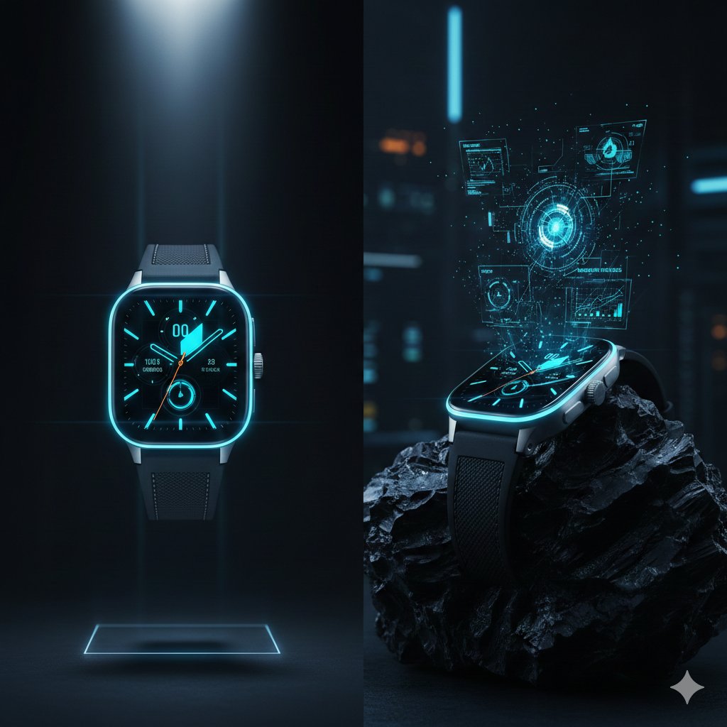Cyber-Luxury Smartwatch Product Grid Prompt 1
