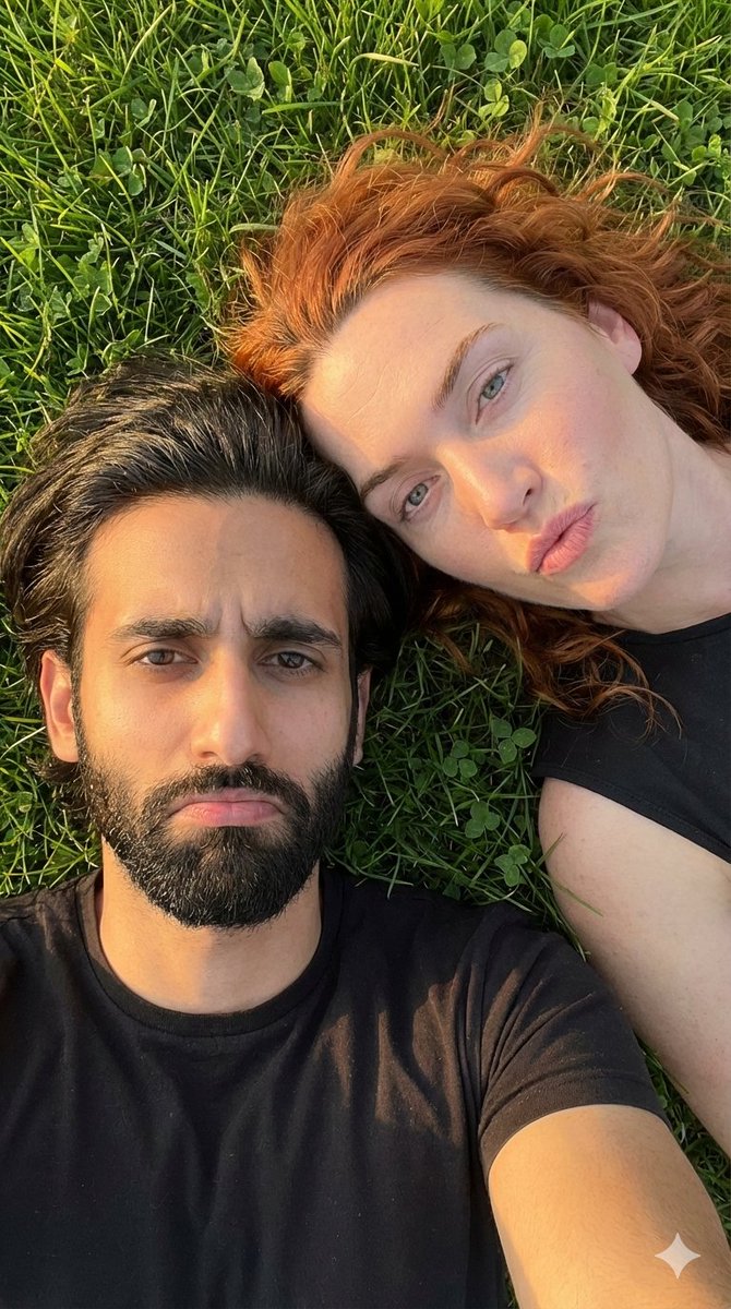 Hyper-Realistic Couple Selfie on Grass Prompt 1