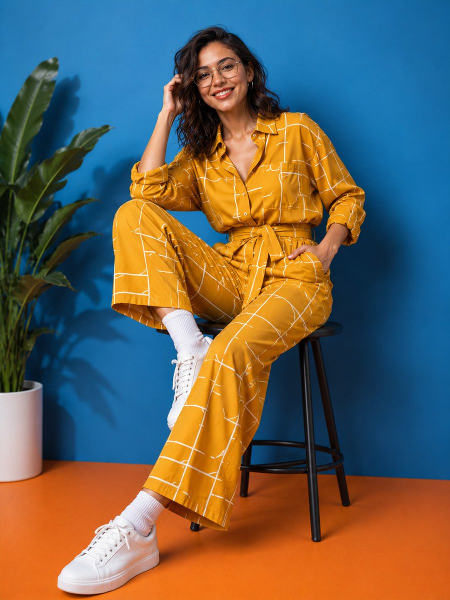 Patterned Orange Jumpsuit Fashion Lifestyle 2