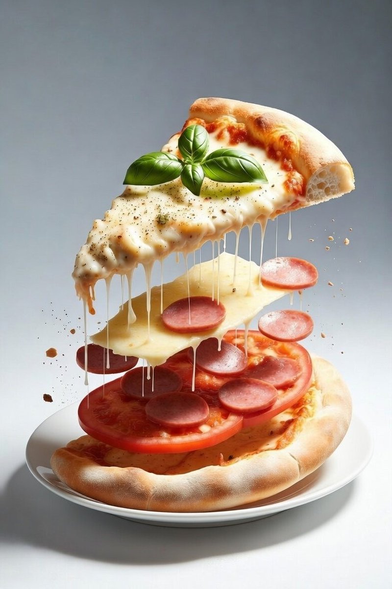 Deconstructed Floating Pizza Still Life Prompt 2