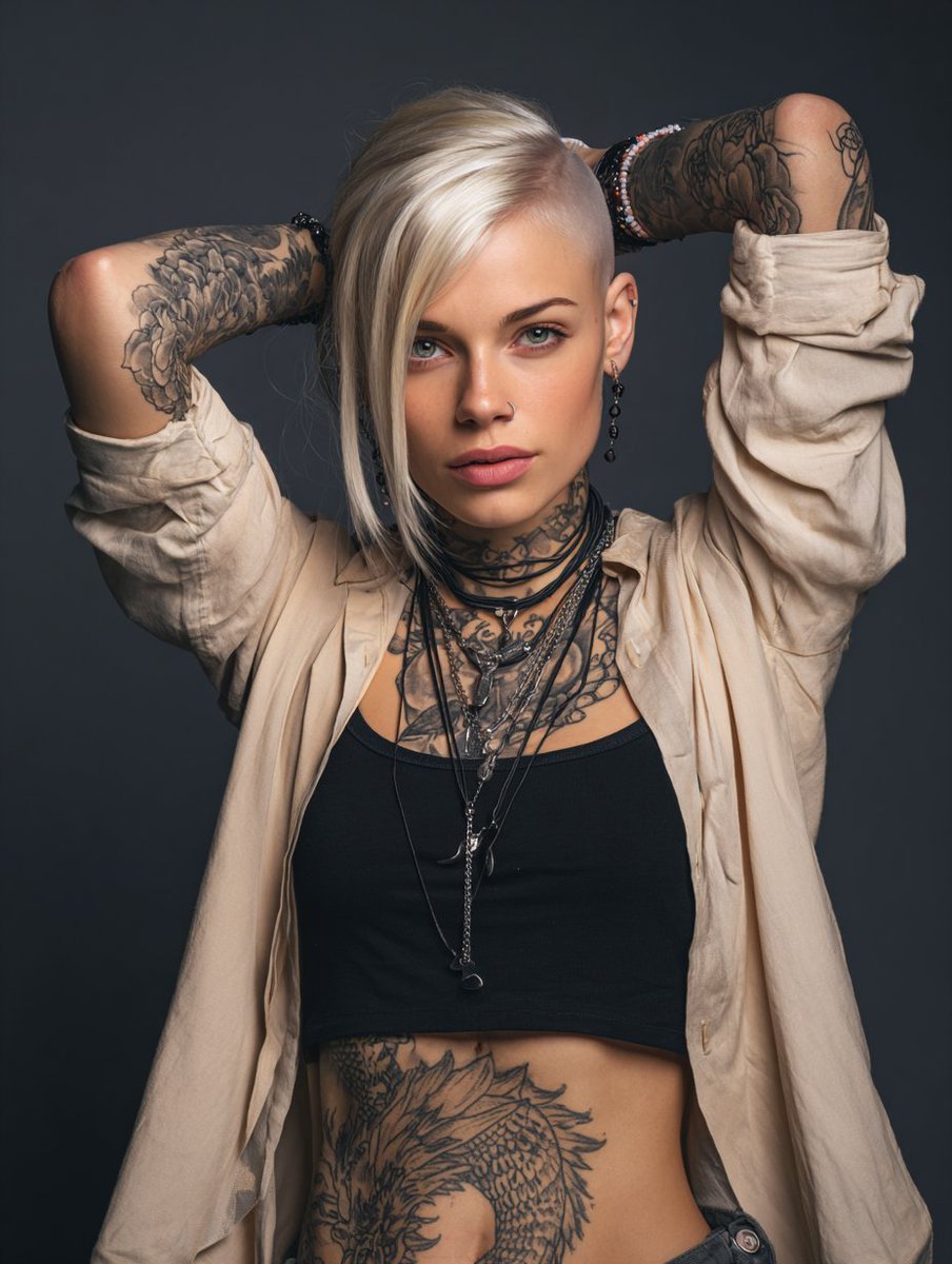 Alternative tattooed woman studio portrait 5