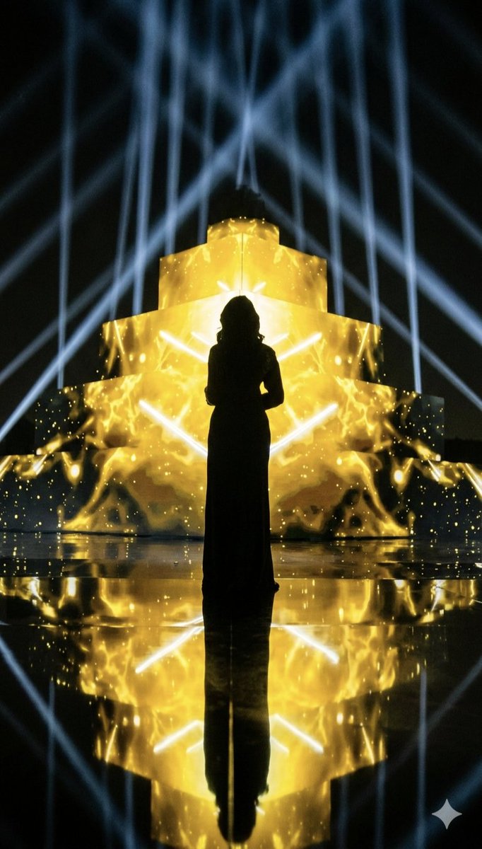 Dramatic Silhouette on Golden Pyramid Stage 1