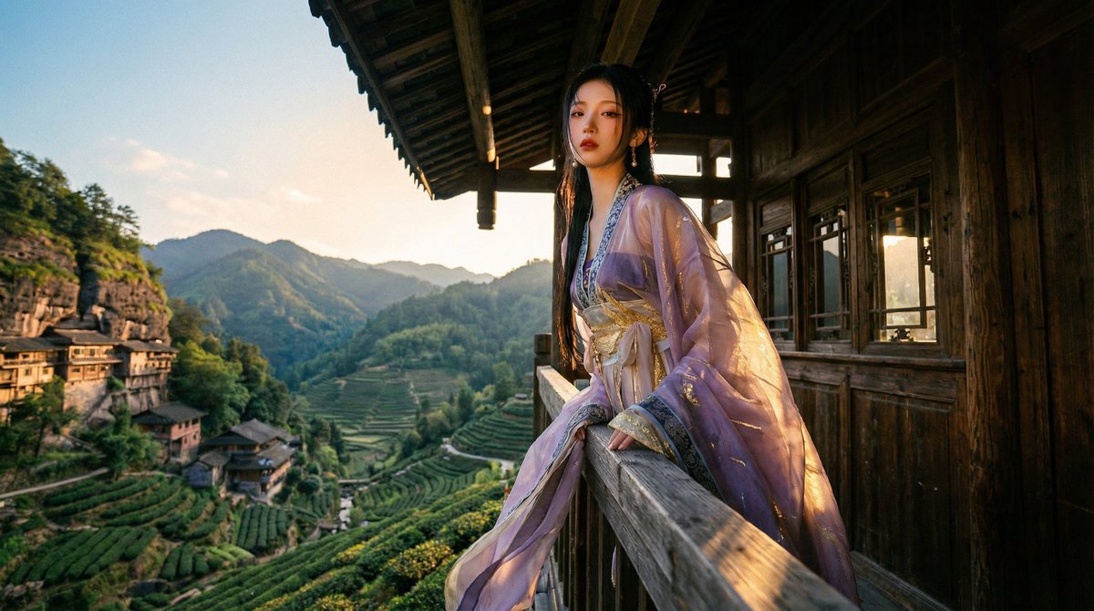 Classical Chinese Romance Landscape with Hanfu 3