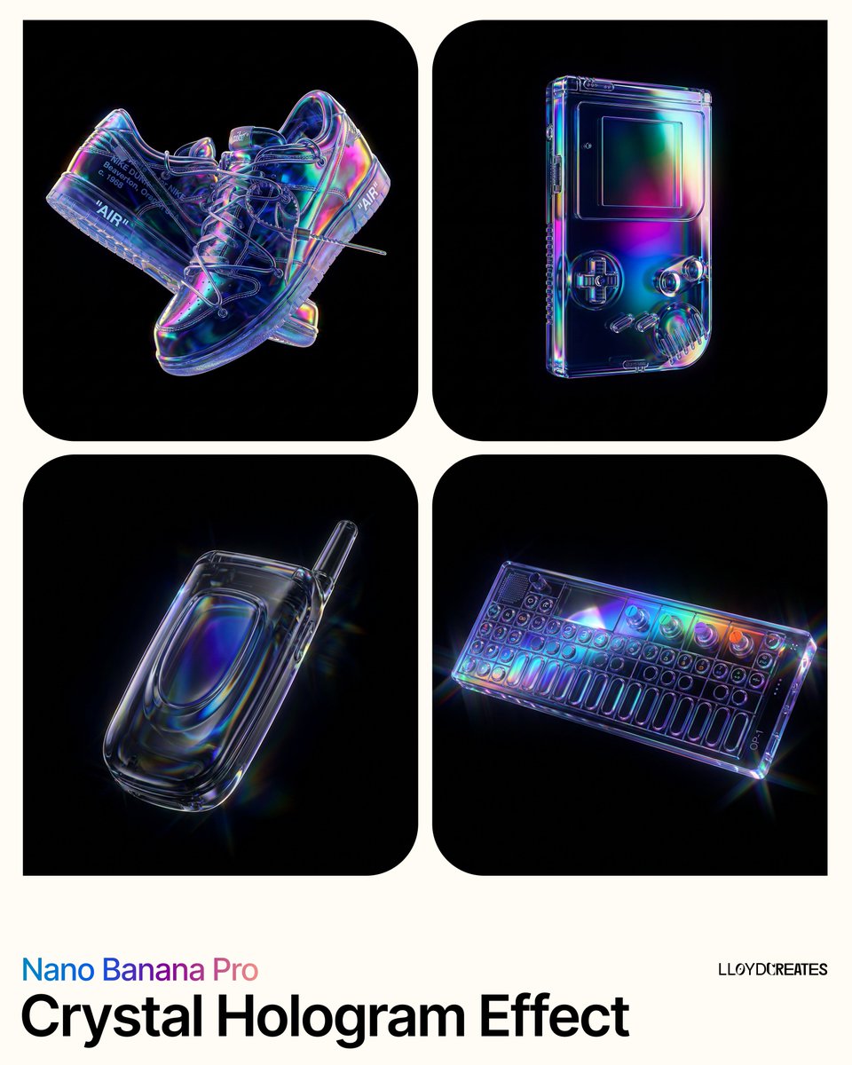 Crystal Hologram Product Photography Prompt 1
