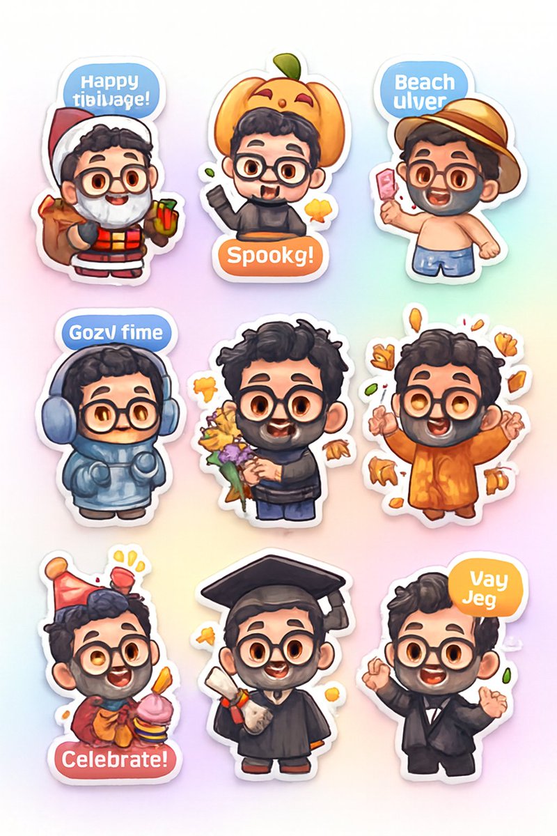 3D Kawaii Seasonal Sticker Sheet 2