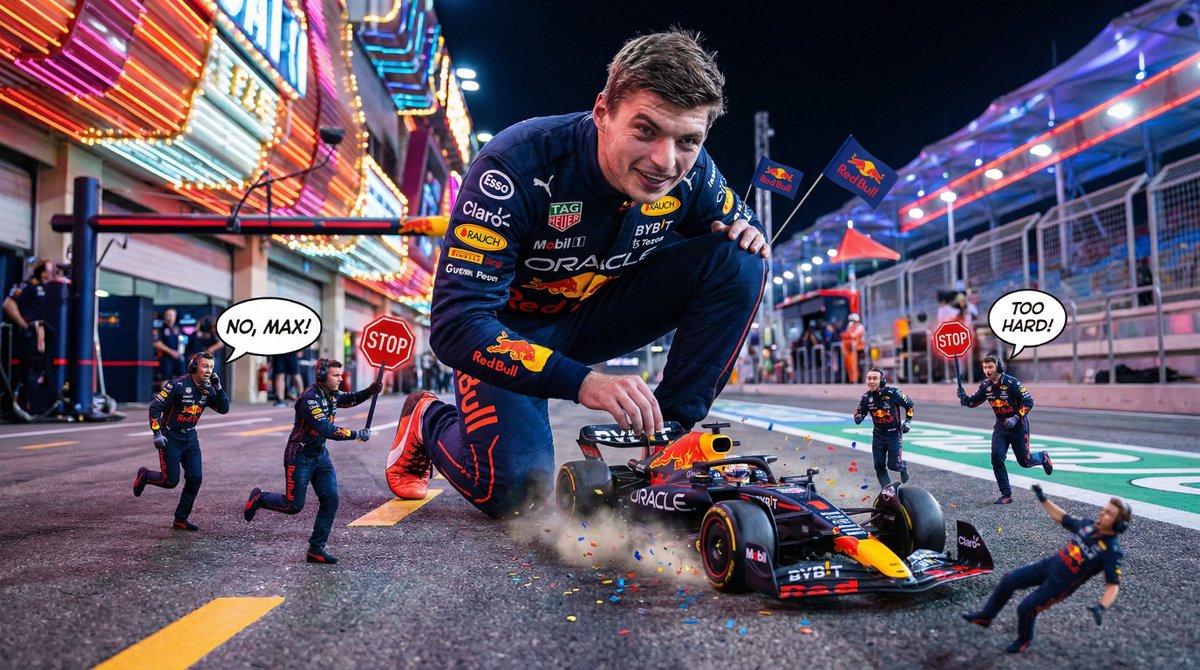 Comedic Giant Max Verstappen in Pit Lane 4