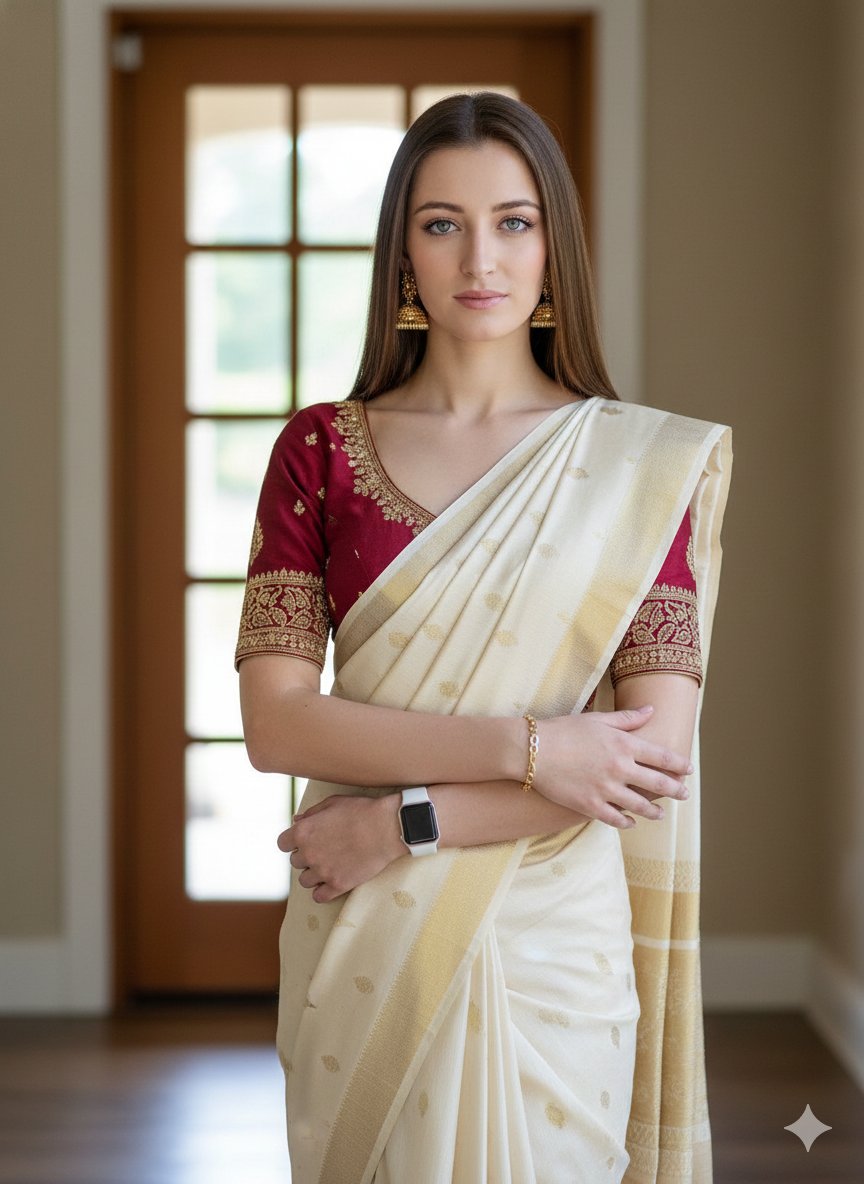 8K RAW Portrait of Woman in Saree with Apple Watch 1