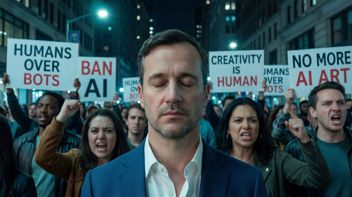 Image-to-Image: Changing Background to Anti-AI Protest 1