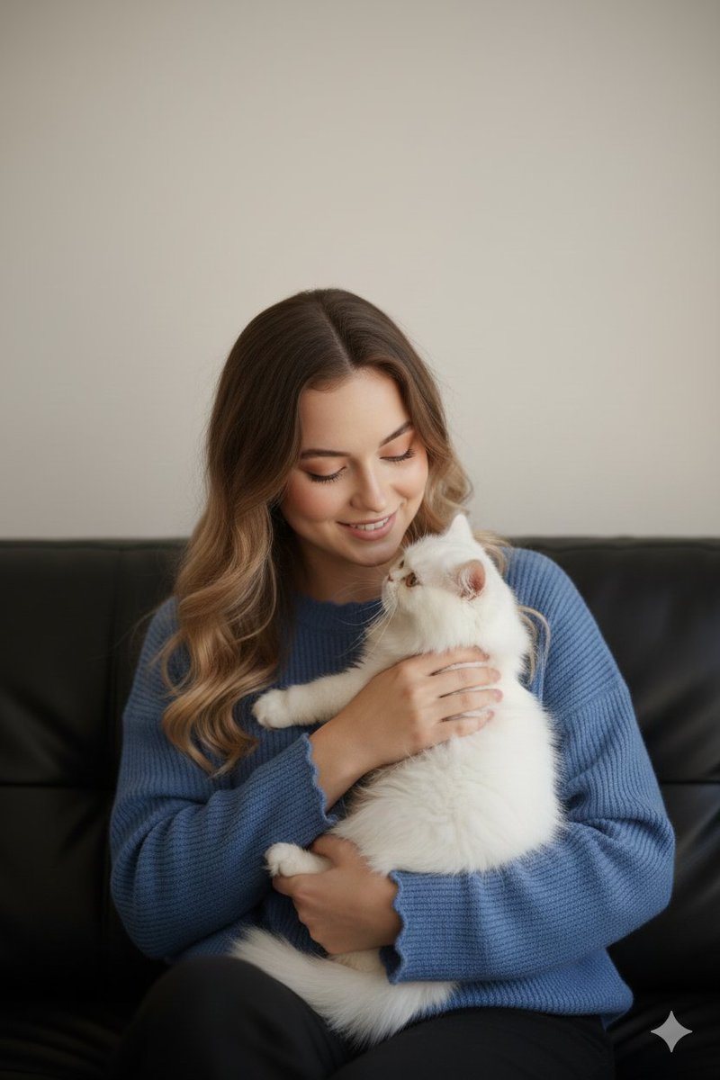 Ultra-Realistic Portrait of Woman Hugging a Persian Cat 1