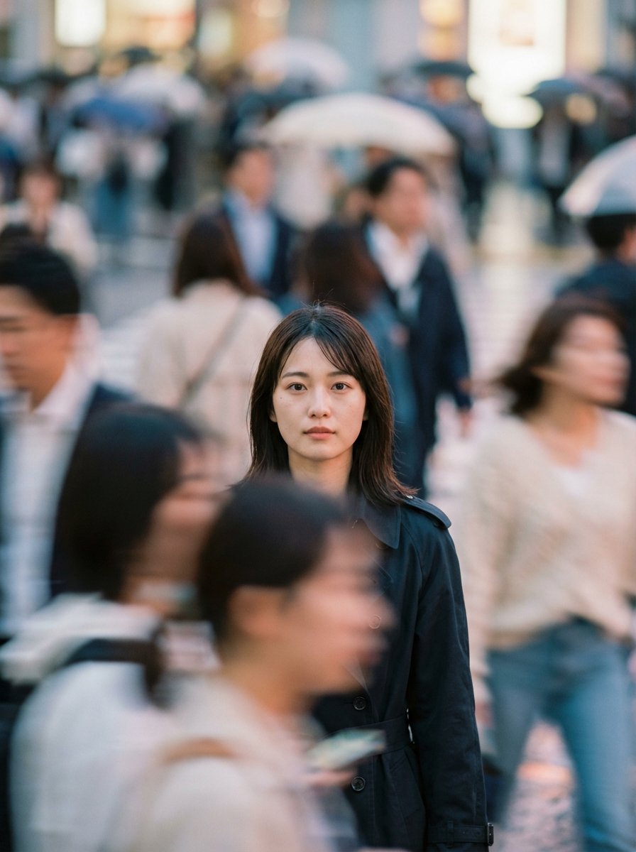 Cinematic Portrait Prompt: Focus in a Crowd 1