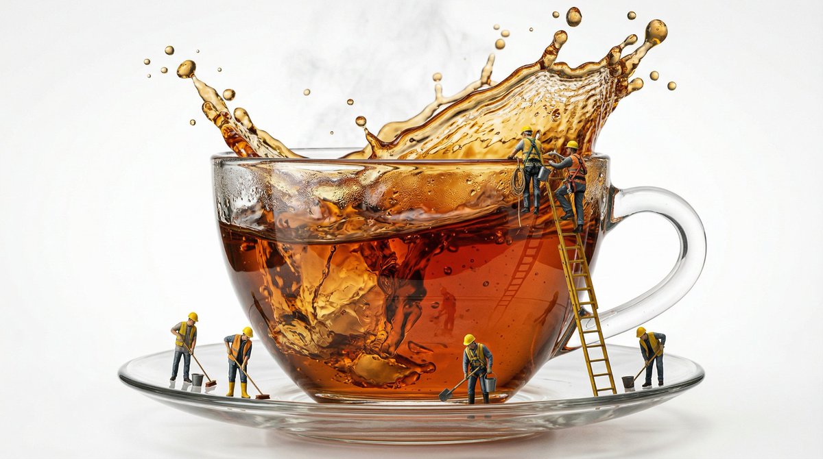 Macro Product Shot of Teacup with Construction Workers 4