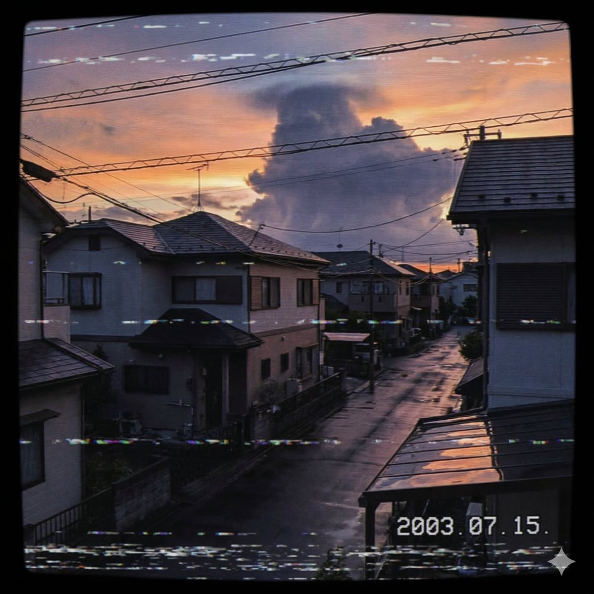Japanese Suburb in 2000s Old Footage Style 3