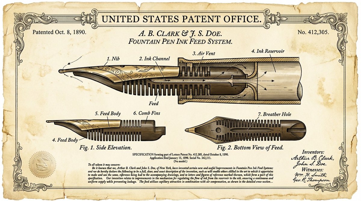Vintage Patent Drawing Technical Illustration 3