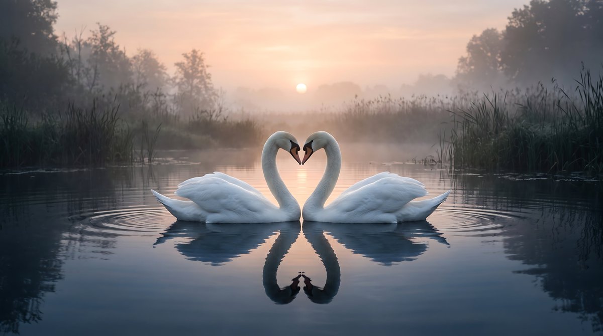 Elegant Swans Heart Formation 1