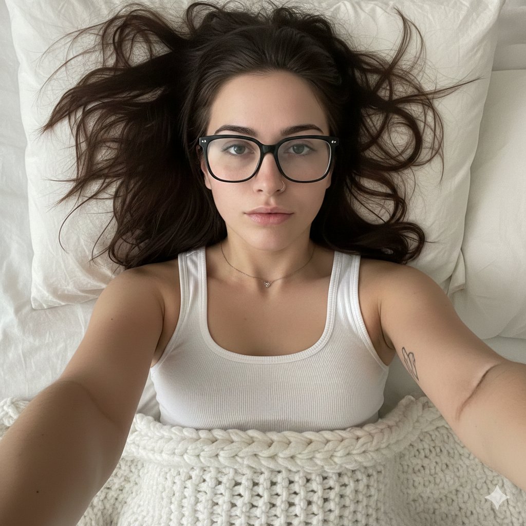 Cozy Bedroom Selfie Portrait with Glasses 2
