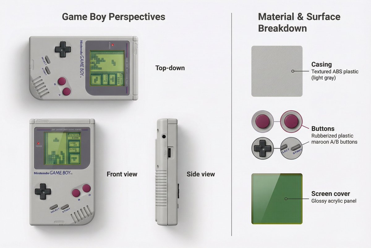Nintendo Game Boy Product Showcase Infographic with Tetris 1