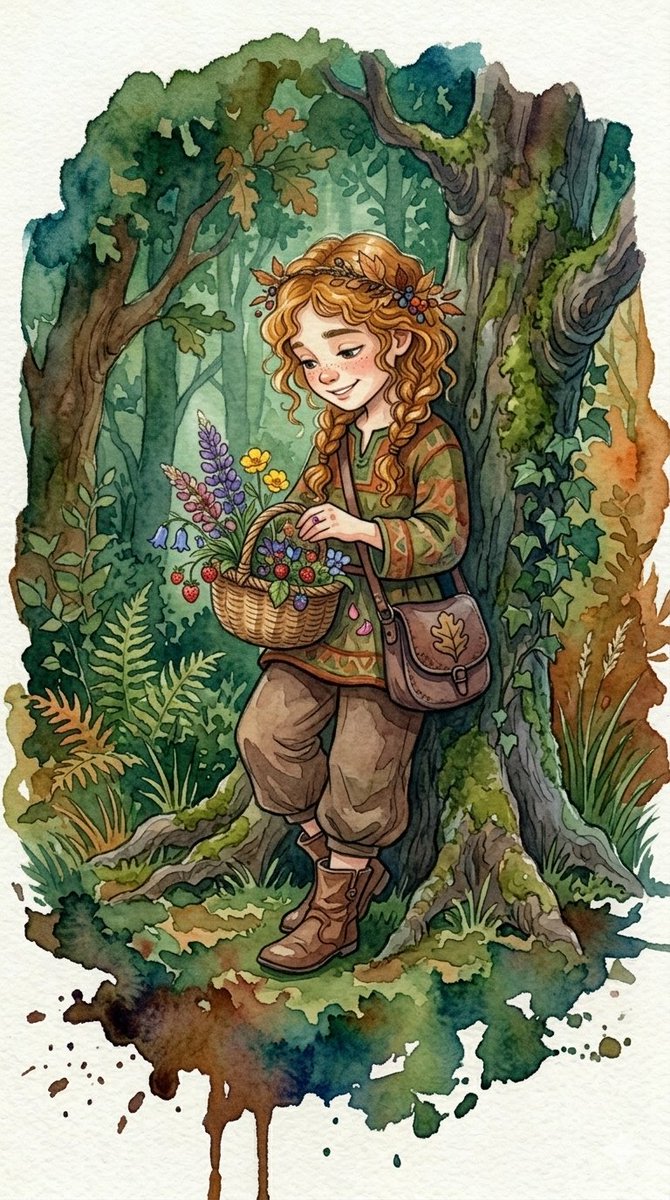 Watercolor Woodland Children Illustrations 4