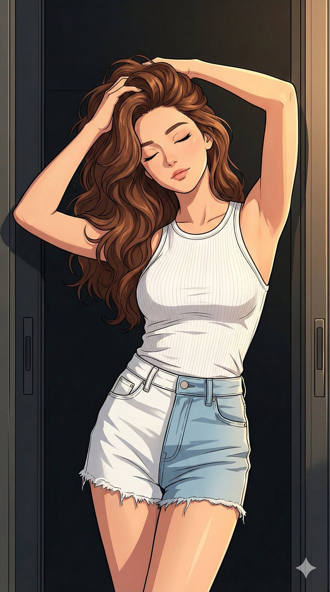 Modern Anime Illustration with Golden Hour Lighting 1