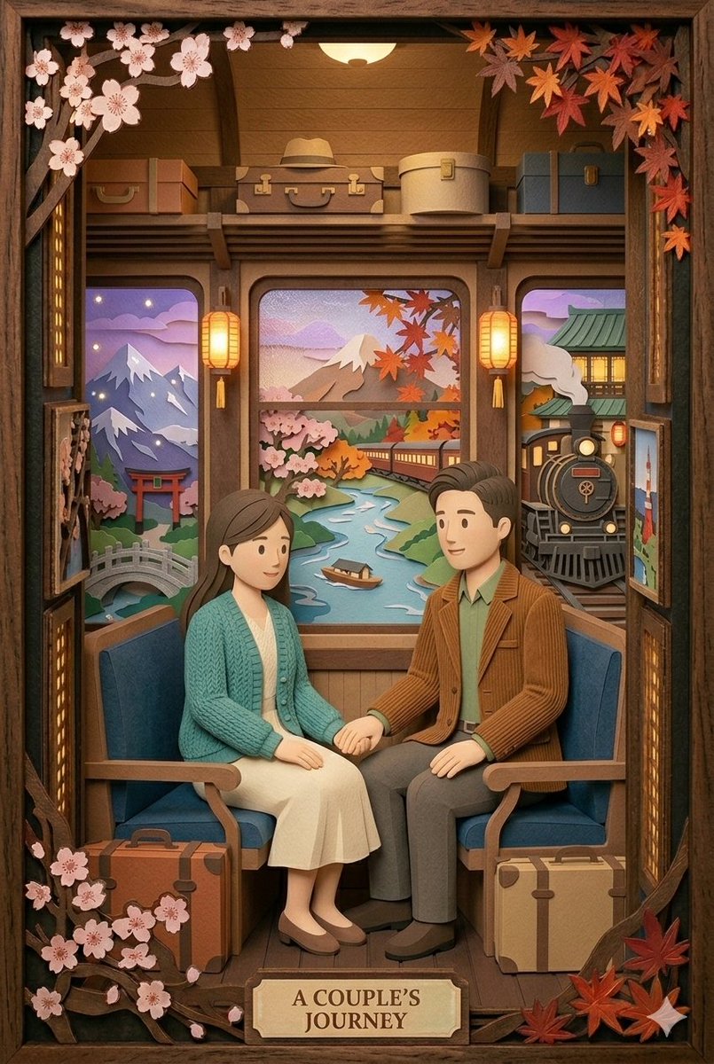 Japanese Paper-Cut Family Diorama 2