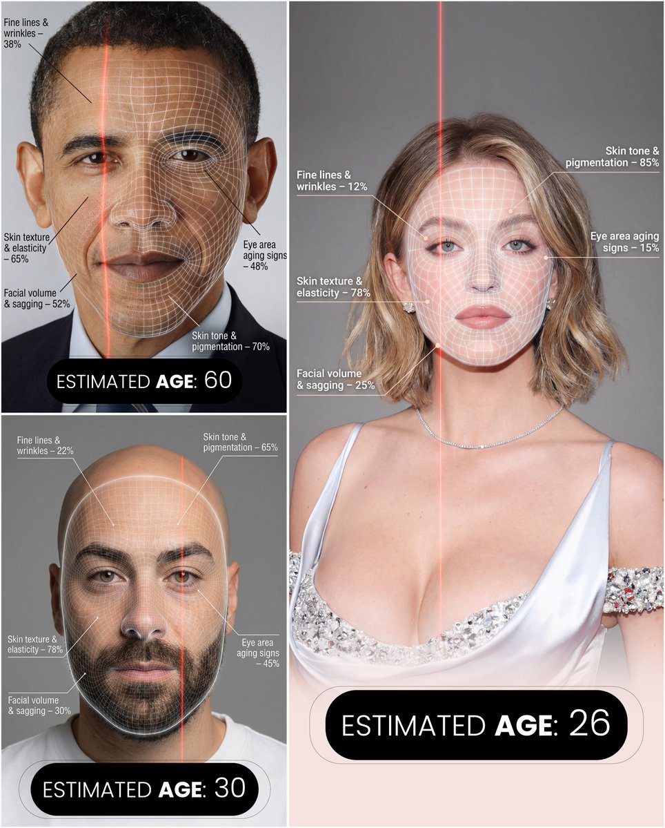 Futuristic facial age-checker infographic portrait 1