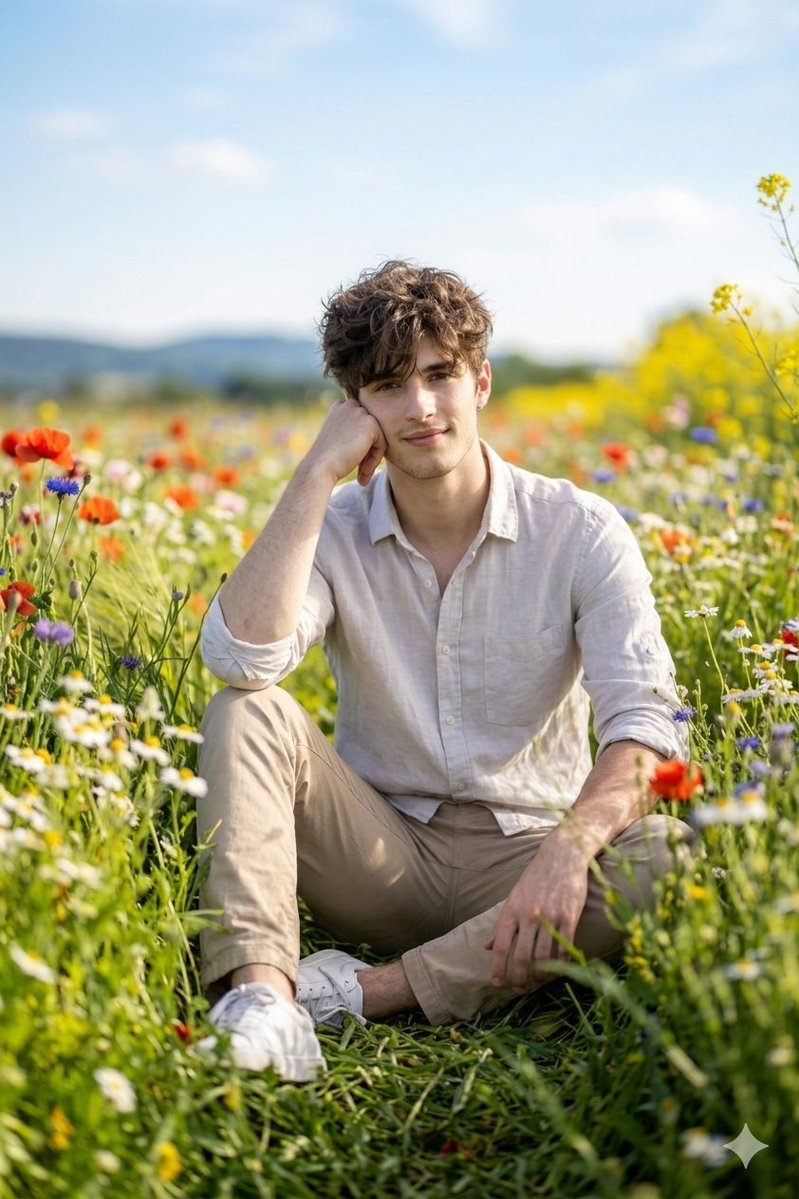 Spring Flower Field Portrait Prompt for Google Gemini Nano Banana Pro 1
