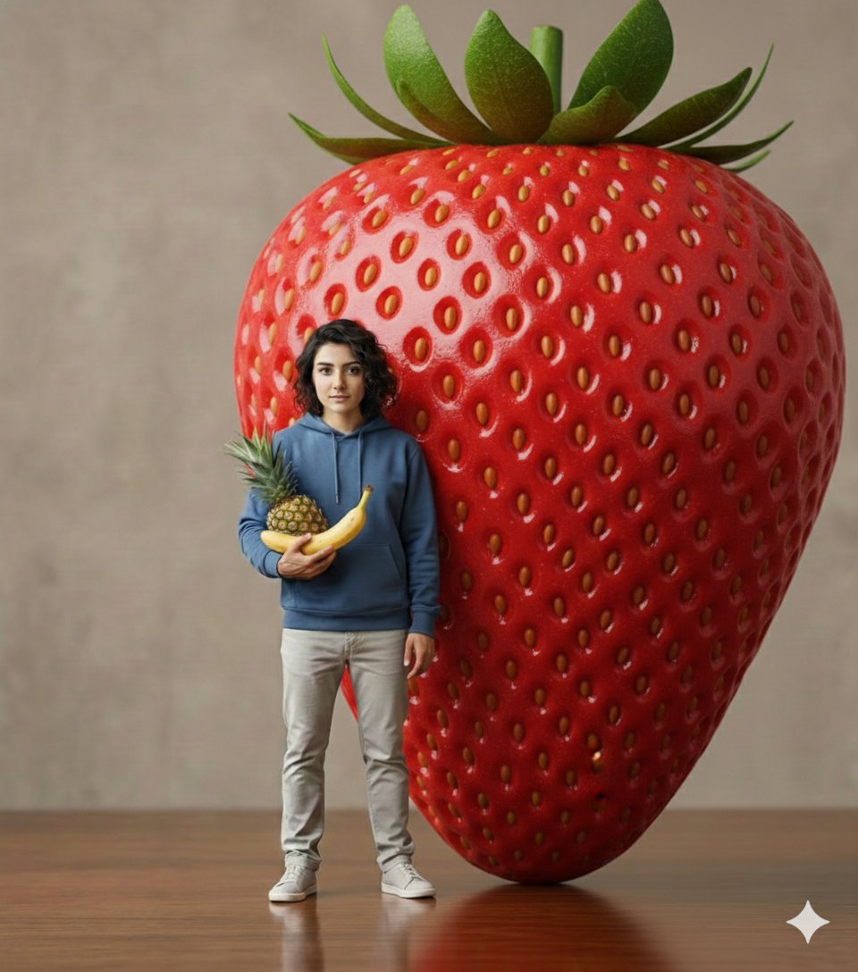 Hyper-realistic Giant Strawberry with Tiny Subject 1