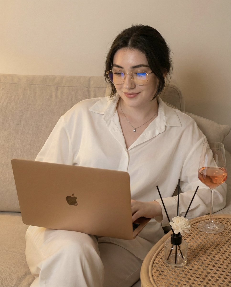 Candid Photo of Woman Working on Laptop Prompt 2