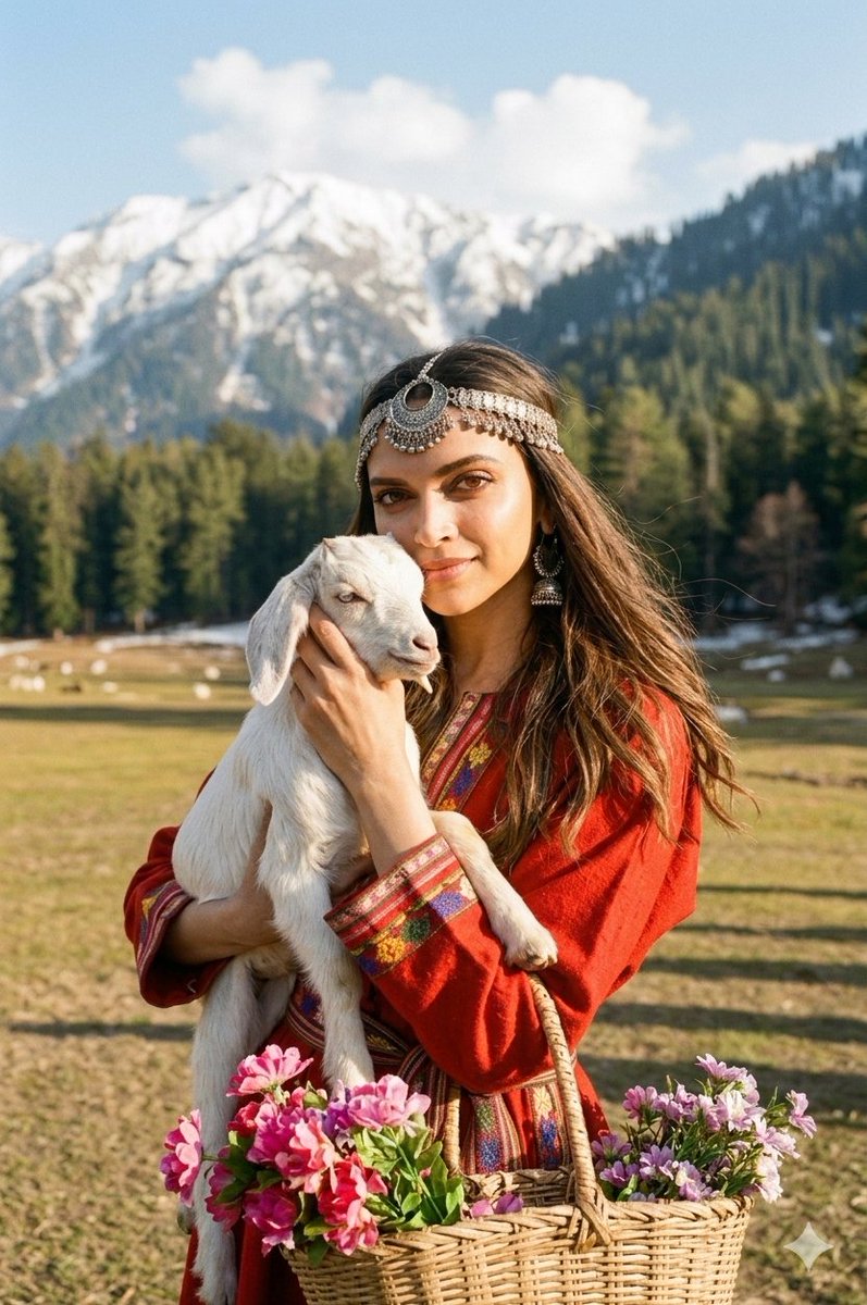 Cinematic Portrait of Kashmiri Woman with Baby Goat 1