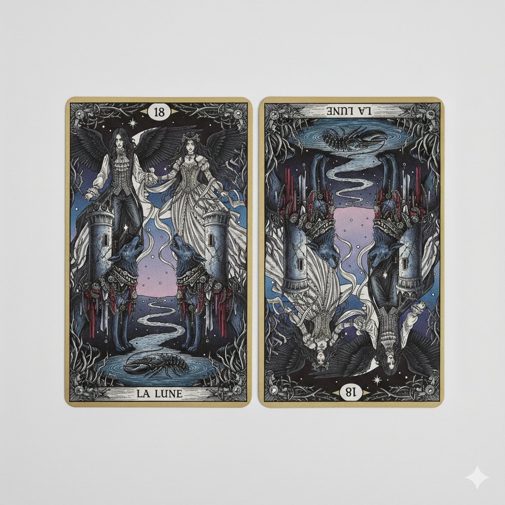 Nano Banana Pro Prompt: Tarot Card 18 (The Moon) with Mális Mizer and Pisces 3