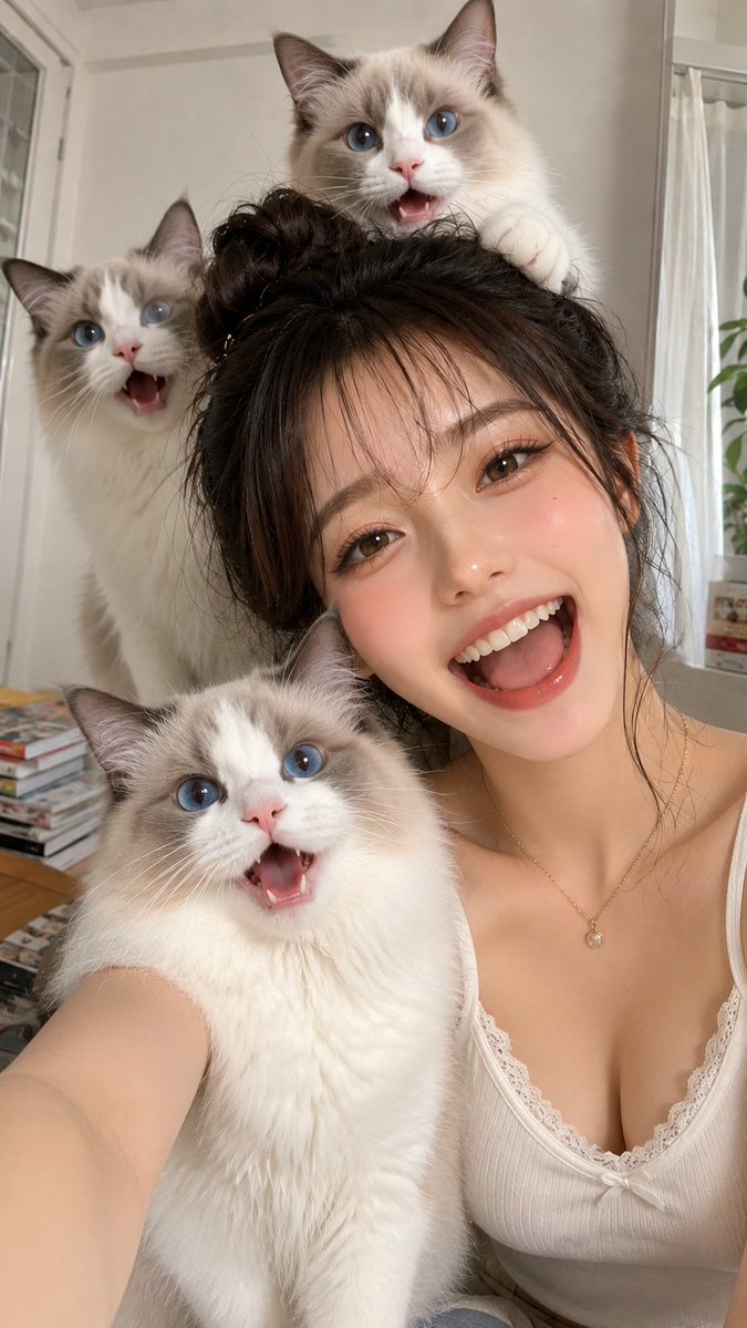 Profile / Avatar - Three Cats Morning Selfie Prompt