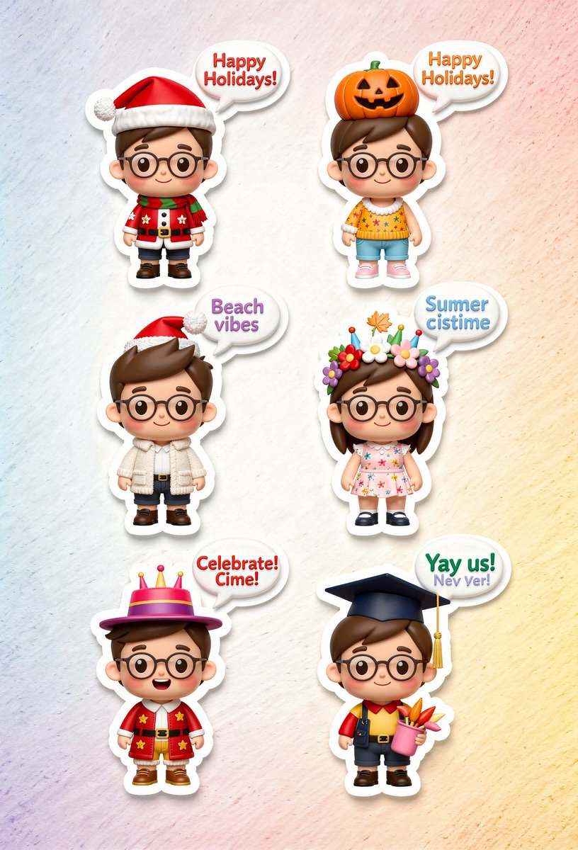 3D Kawaii Seasonal Sticker Sheet 4