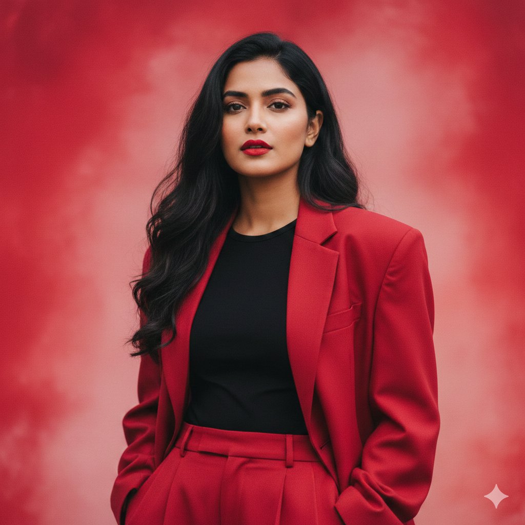 Indian Woman in Red Suit Portrait 1