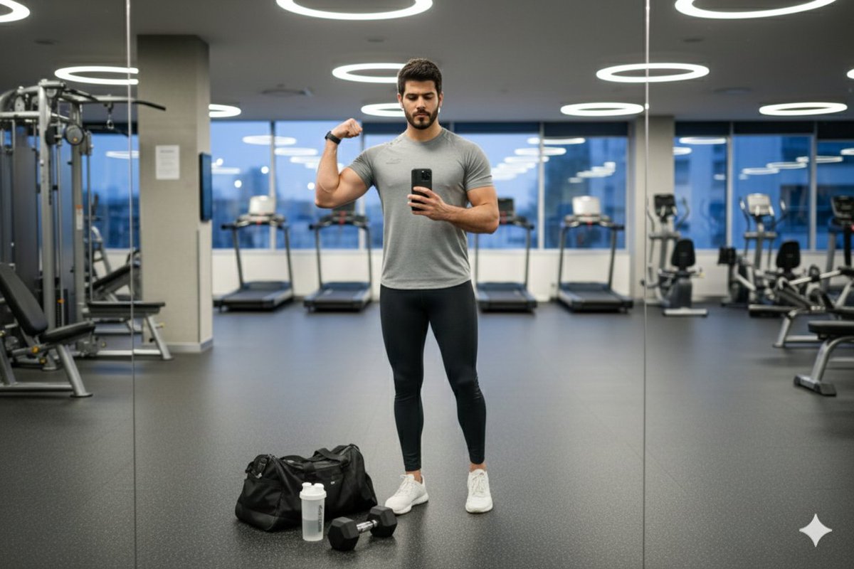 Clean Modern Gym Mirror Selfie 3