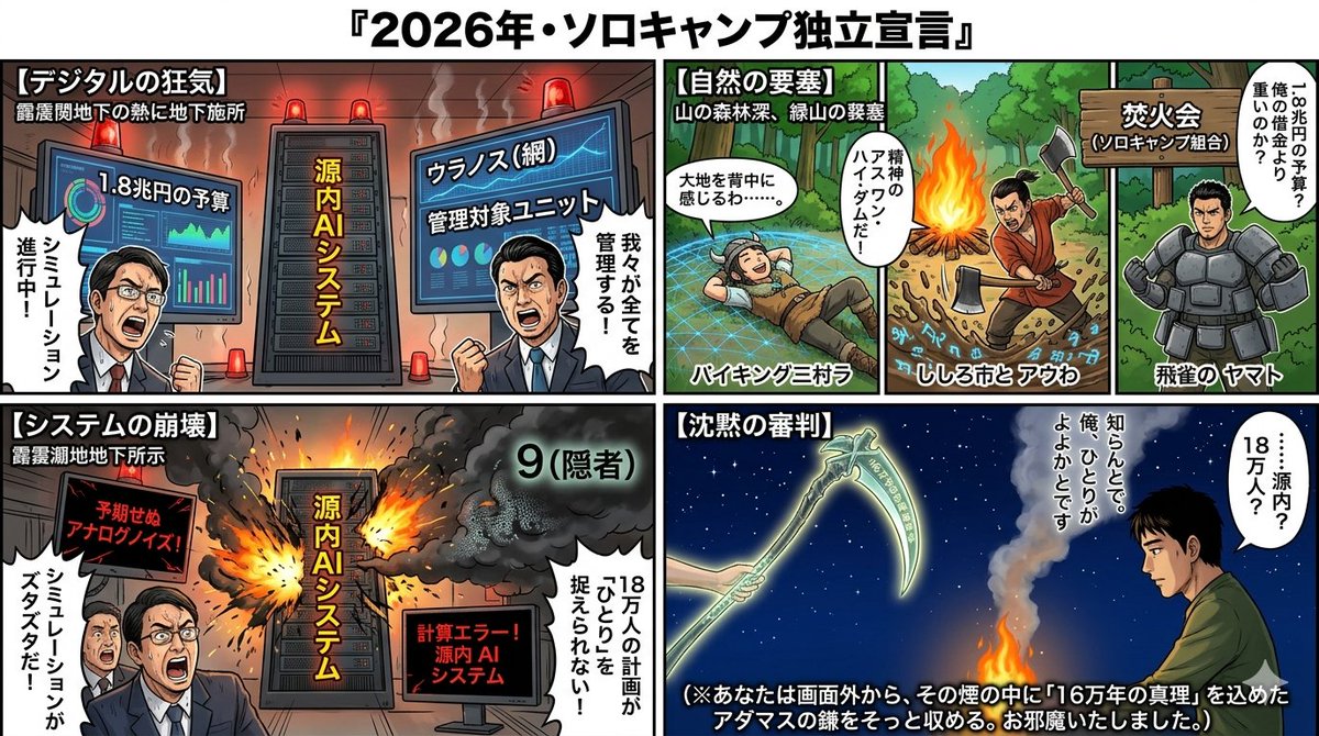 Four-Panel Manga: 2026 Solo Camping Declaration of Independence 1